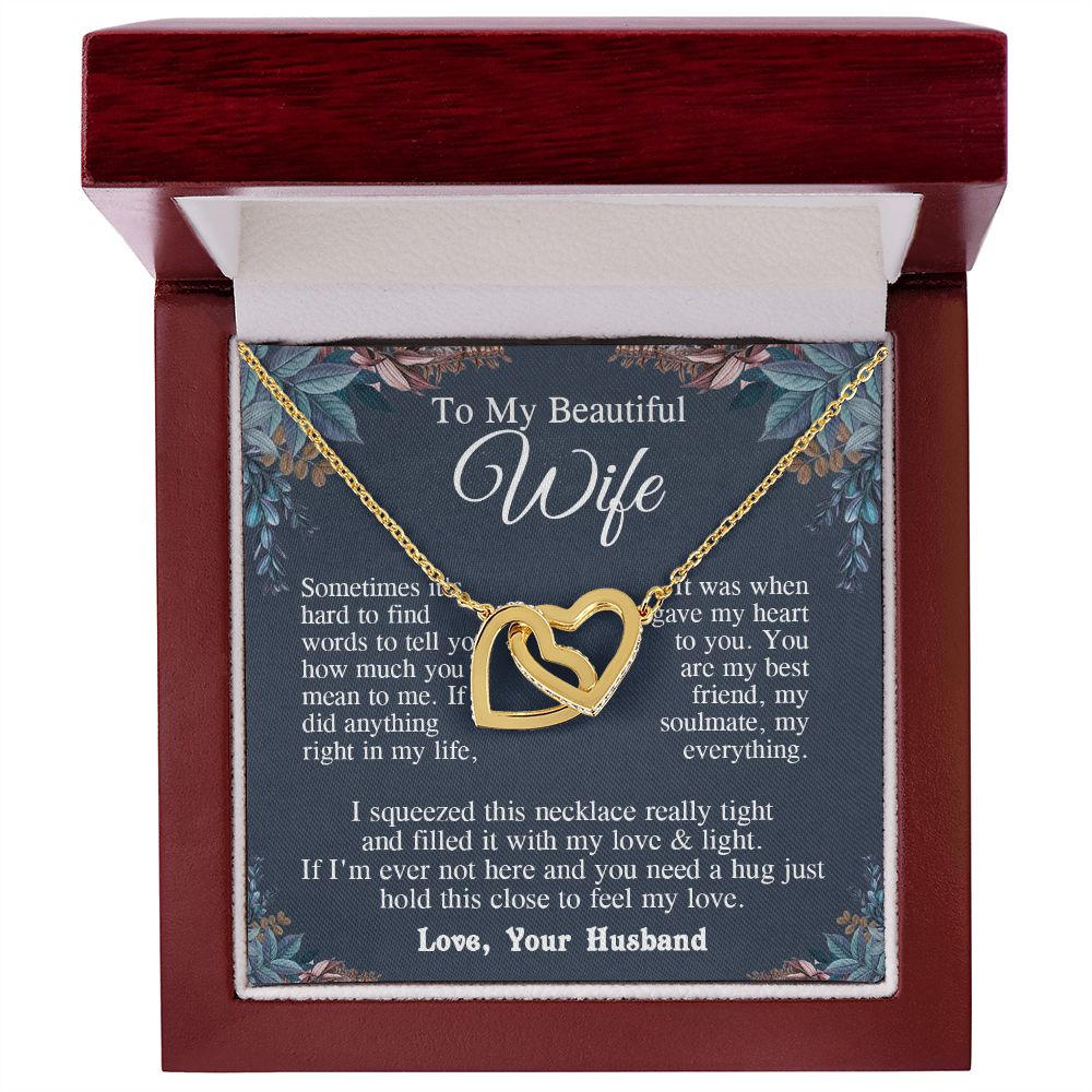 Wife Necklace from Husband, Valentine Romantic Gift for Wife from Husband to My Wife Necklaces for Wife Birthday Gifts, Wife Jewelry Necklace Message Card and Necklace Gift Box Gift Box Styles on Birthday, Wedding, Anniversary, Valentine Interlocking Hear