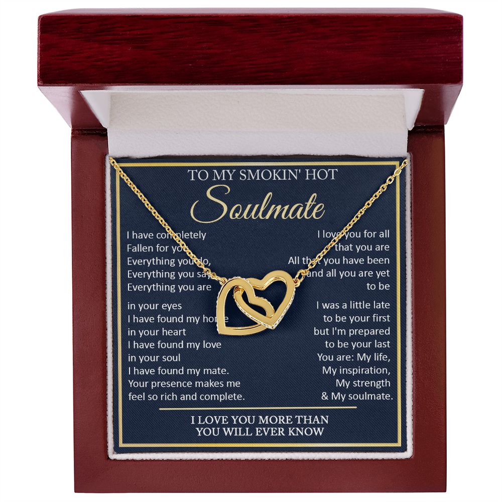 Couples Gifts, To My Smokin Hot Wife Necklace Gifts From Husband, Wedding Anniversary For Wife From Husband, To My Beautiful Wife, Necklace Custom Name Message Card and Gift Box Styles on Birthday, Christmas, Wedding, Anniversary Interlocking Heart