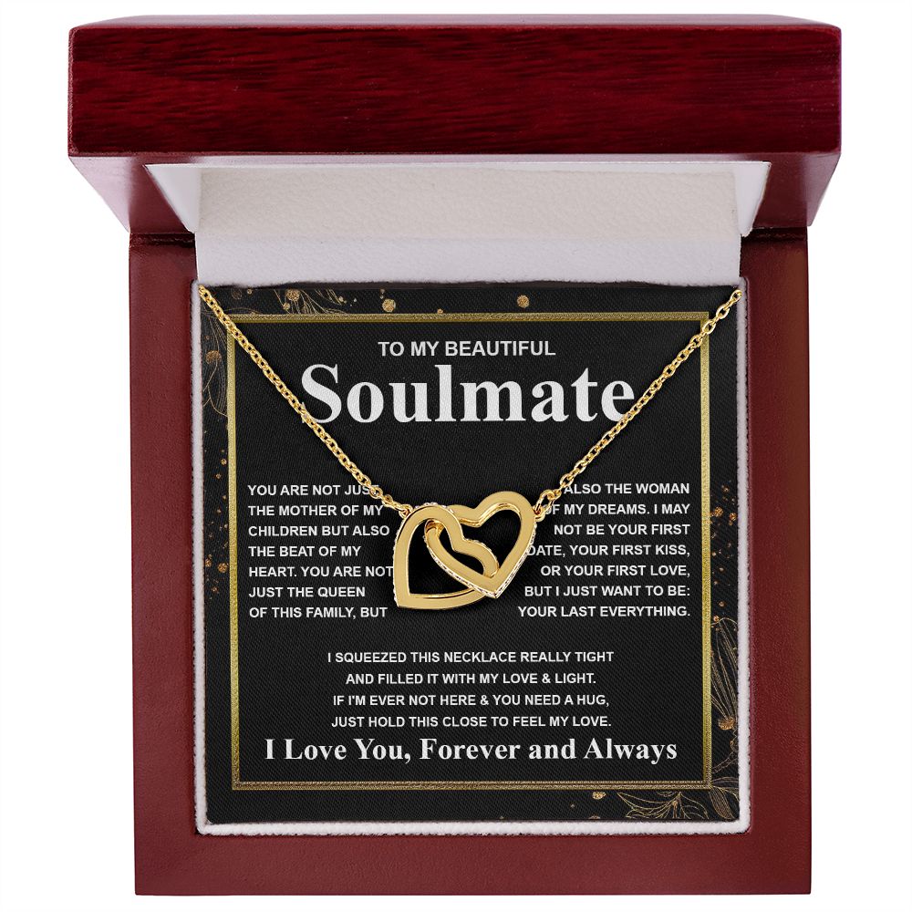 Gifts For Soulmate Birthday Gifts From Husband Necklace Valentines Days, Necklace for Future Soulmate, Valentine Wedding Jewelry for Wife Necklace Gifts from Husband - Soulmate Gift Necklace with Message Card and Gift Box Interlocking Heart