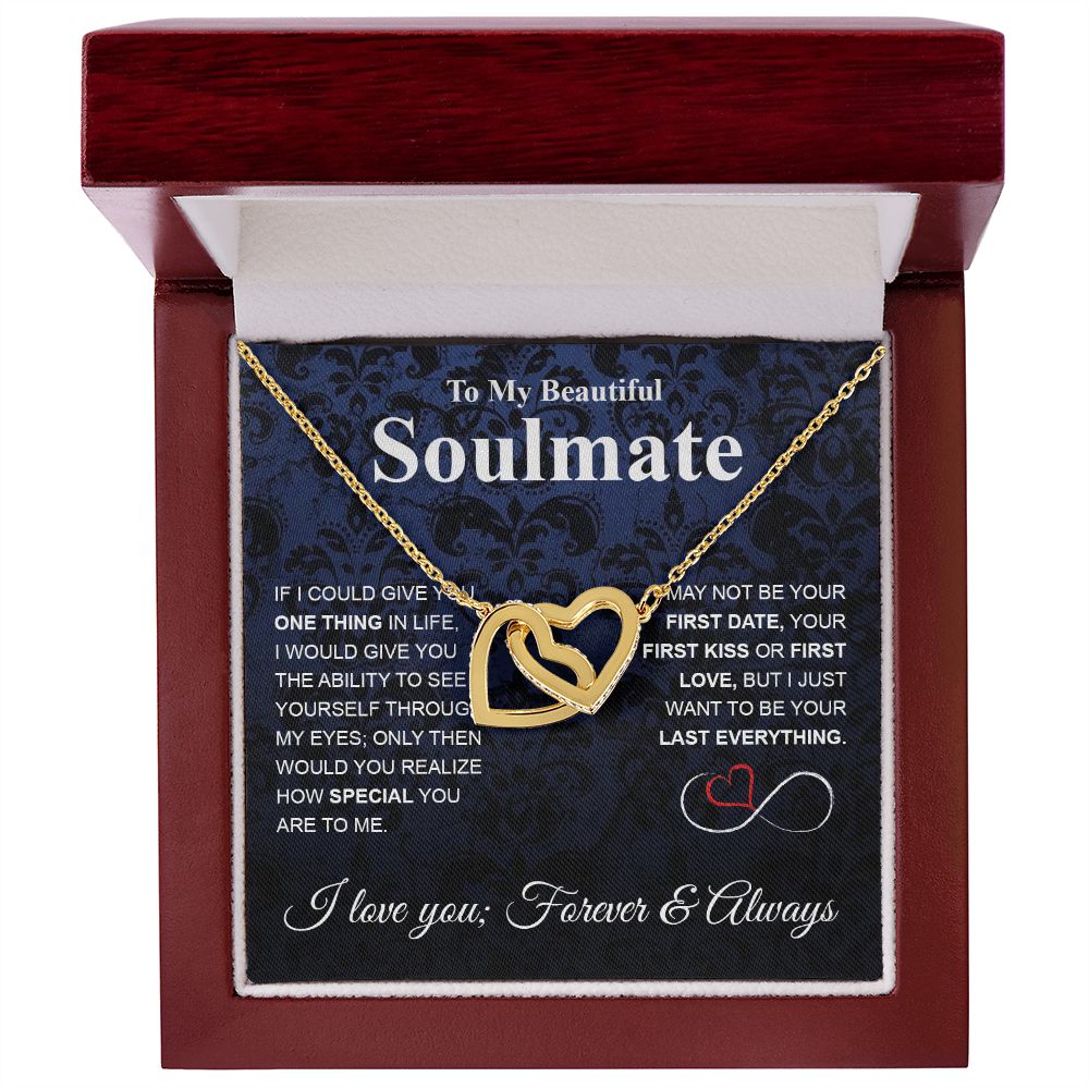 To My Beautiful Soulmate Necklace My Last Everything, Promise Necklace For Her, Fiance Gifts For Her, Wedding Gifts For Future Wife With Message Card Box LED, Soulmate Necklace For Women, To My Wife Necklace Interlocking Heart
