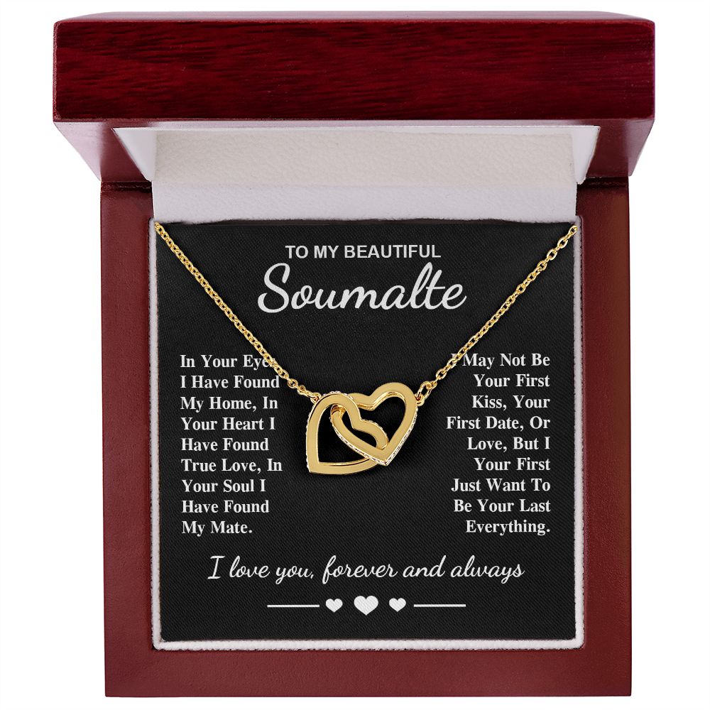 To My Beautiful Soulmate Necklace Gifts, Soulmate for Wife Birthday Gifts from Husband, Valentine for Women, Soulmate Gifts, Message Card and Necklace Gifts Box Gift Box Styles on Birthday, Wedding, Anniversary, Valentine Interlocking Heart