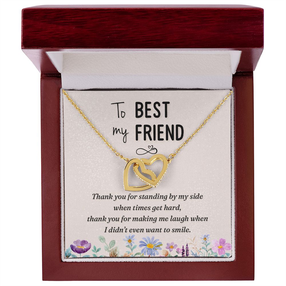 To My Best Friend On Her Wedding Day Necklace, Soul Sisters Necklace, BFF Necklace, Best Friend Gift Jewelry, Long Distance, Friends, Meaningful Necklace Message Card and Gift Box Styles on Birthday, Christmas, Anniversary  Interlocking Heart