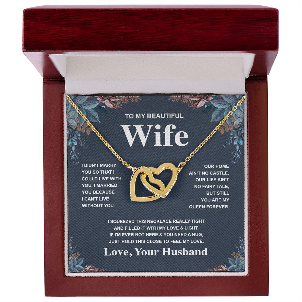 Wife Necklace Gift From Husband To My Badass Wife Valentines Days Anniversary Jewelry with Message Card and Gift Box. Gift for Wife. Necklace Gift Set for Wife Message Card and Necklace Gifts Box Gift Box Styles Interlocking Heart