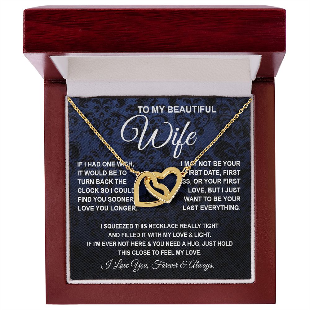 To My Beautiful Wife Necklace, Soulmate Jewelry For Women, Wife Necklace From Husband, Soulmate Gift For Her, To My Future Soulmate Necklace Message Card and Necklace Gift Box Gift Box Styles on Birthday, Wedding, Anniversary, Valentine Interlocking Heart