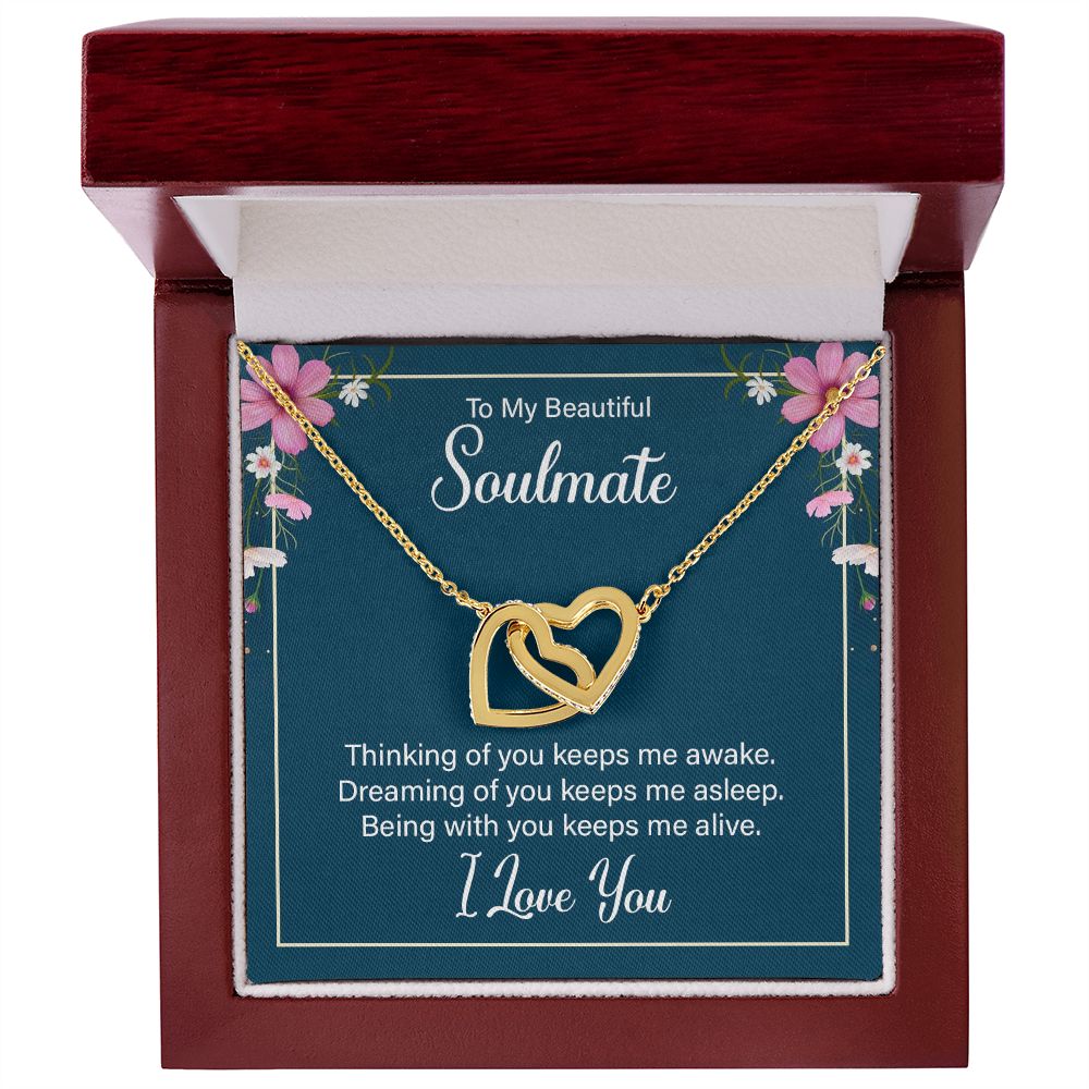 To My Beautiful Soulmate Necklace for her Jewelry For Her Couples Gifts Necklaces For Soul Mate Christmas Jewelry, Love Knot Meaningful Necklace Message Card and Gift Box Styles on Birthday, Christmas, Anniversary  Interlocking Heart