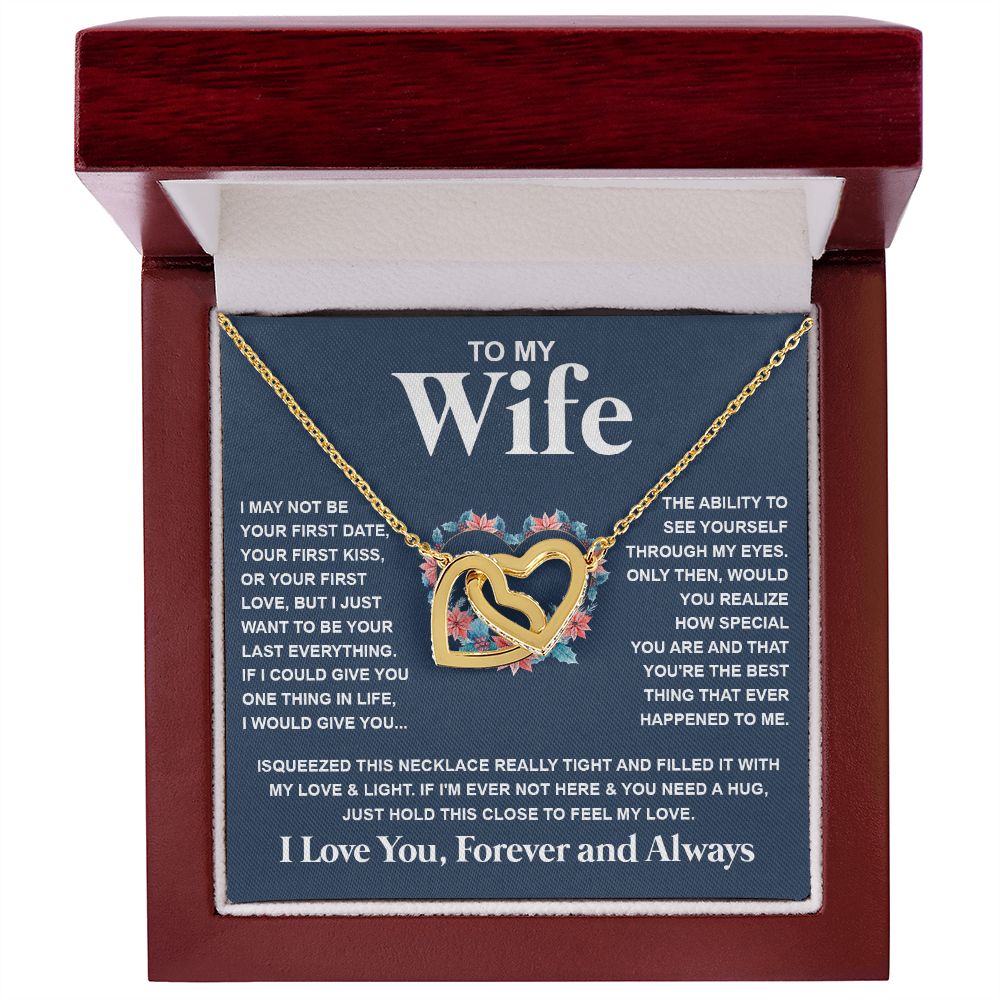 Couples Gifts Necklace To My Soulmate Necklace Birthday Christmas Jewelry Romantic Gift For My Wife Pendant Jewelry with Message Card and Box Necklaces for Women Valentines Day Happy Anniversary Wedding Present Interlocking Heart