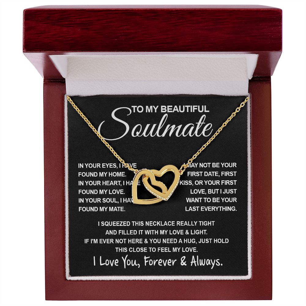 To My Beautiful Soulmate Necklace, Soulmate Jewelry For Women, Wife Necklace From Husband, Wife Valentine Gifts Necklace For Wife, Soulmate Gifts For Her, To My Future Wife Necklace Soulmate Interlocking Heart