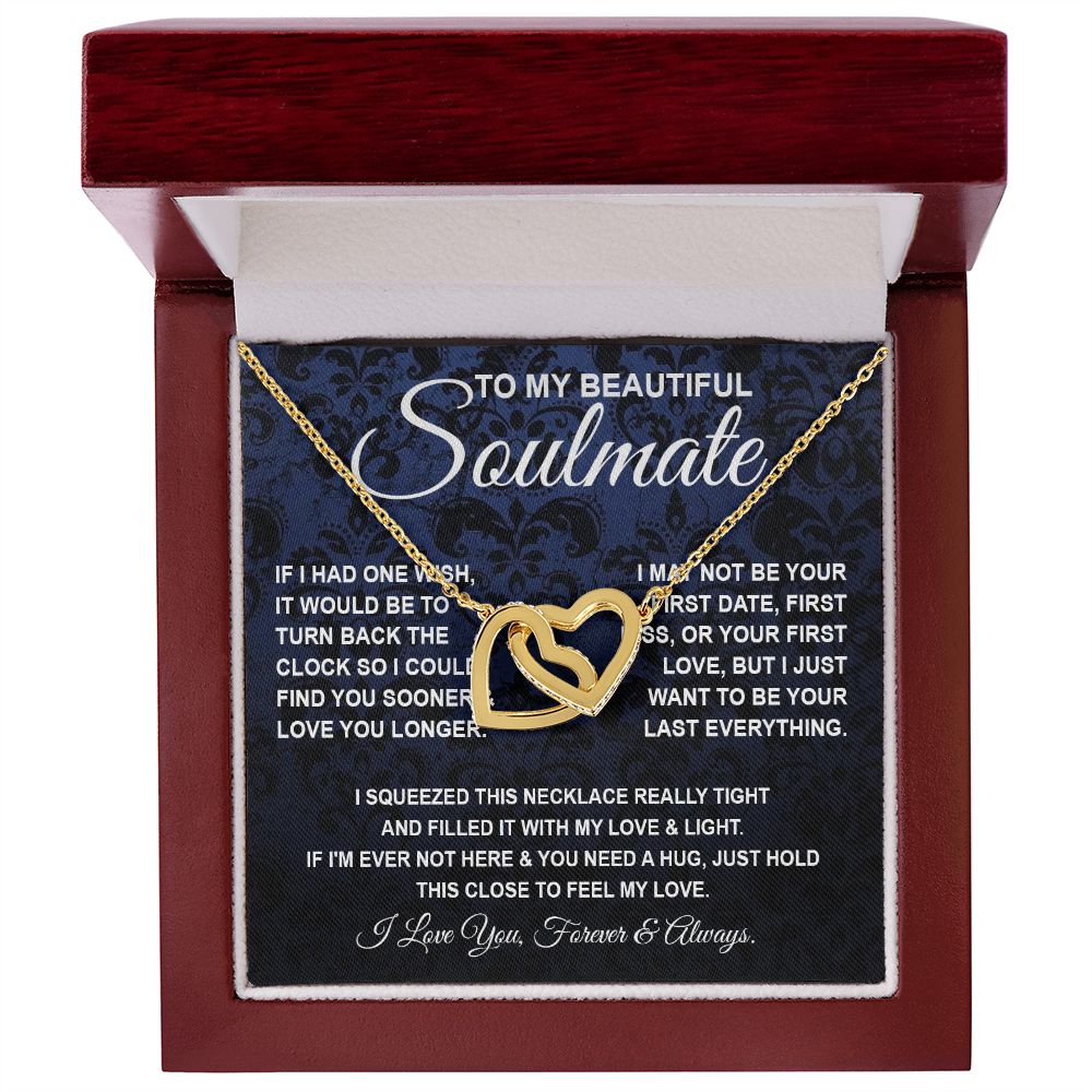 To My Beautiful Soulmate Necklace, Soulmate Jewelry For Women, Wife Necklace From Husband, Soulmate Gift For Her, To My Future Soulmate Necklace Message Card and Necklace Gift Box Gift Box Styles on Birthday, Wedding, Anniversary, Valentine Interlocking H