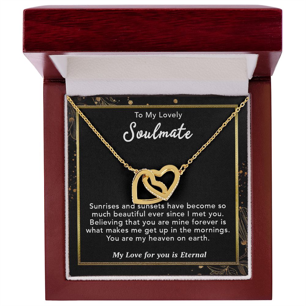 To My Lovely Soulmate Necklace Gift From Husband To My Badass Wife Pendant Jewelry with Message Card and Gift Box. Gift for Wife. Necklace Gift Set for Wife Necklace Gifts Box Gift Box Styles Interlocking Heart