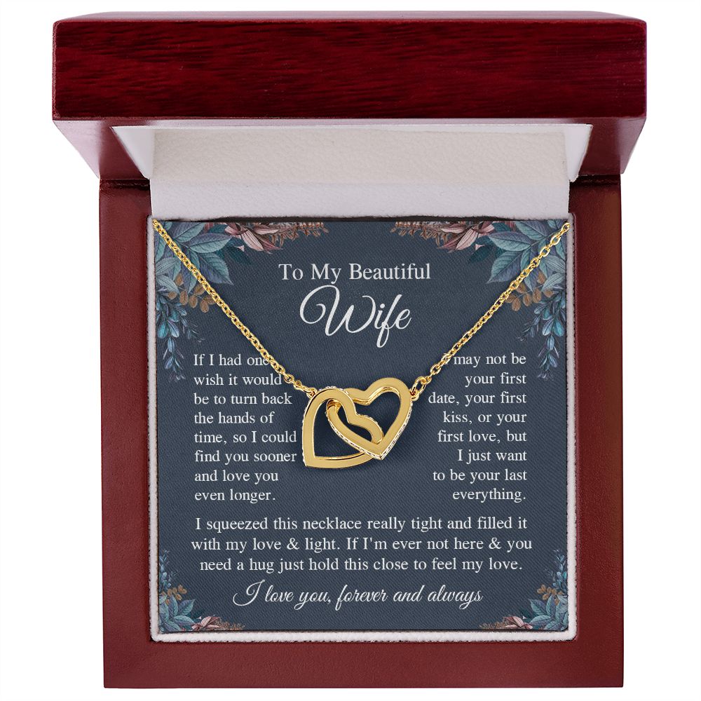 Wife Necklace Gift for Her, Soulmate Jewelry, Necklace for Future Wife, Anniversary Valentine Jewelry for Wife Necklace Gifts from Husband - Soulmate Gift Necklace with Message Card and Gifts Box Interlocking Heart