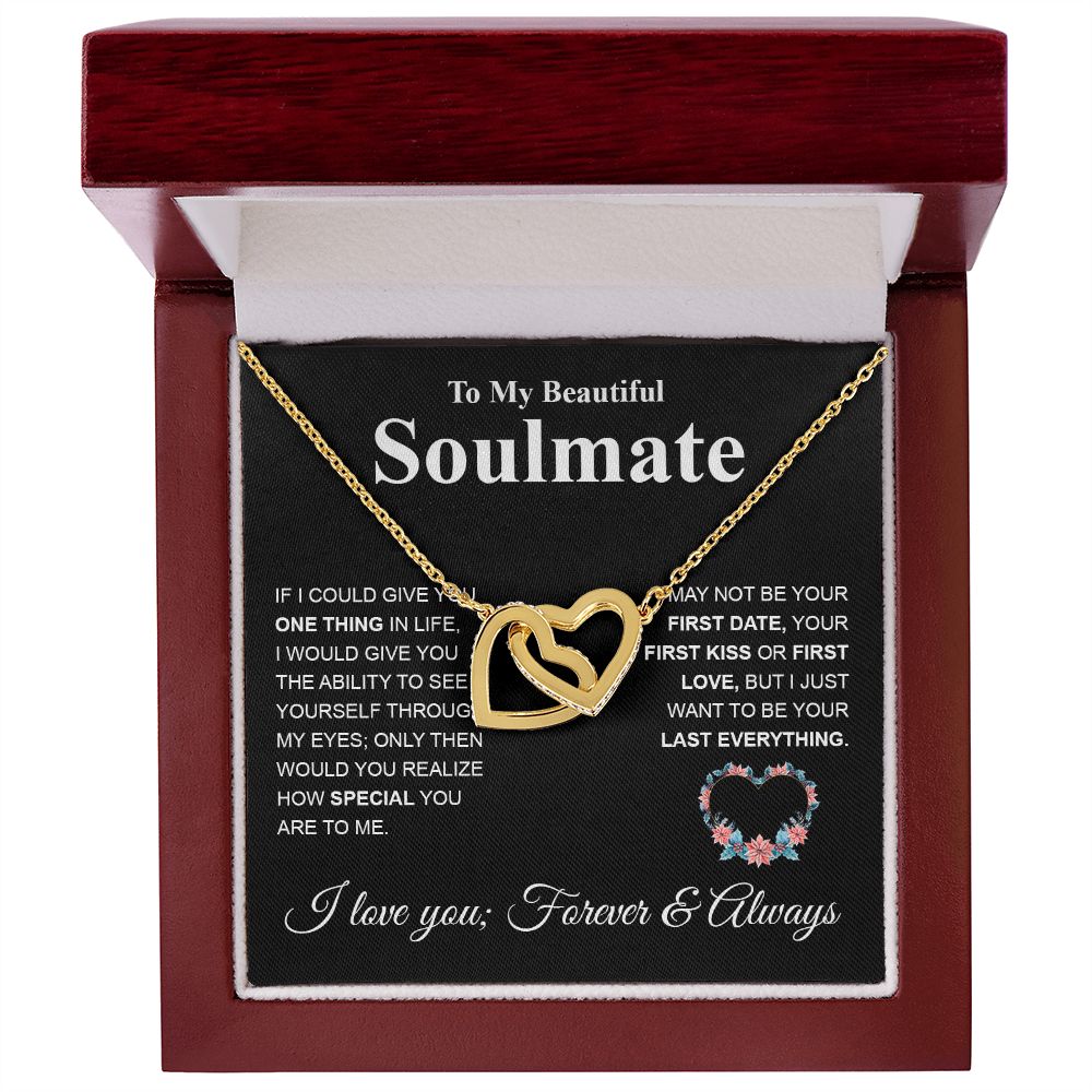 Beautiful Soulmate Necklace My Last Everything, Promise Necklace For Her, Fiance Gifts For Her, Valentine Gifts For Future Wife With Message Card Box LED, Soulmate Necklace For Women, To My Wife Necklace Interlocking Heart
