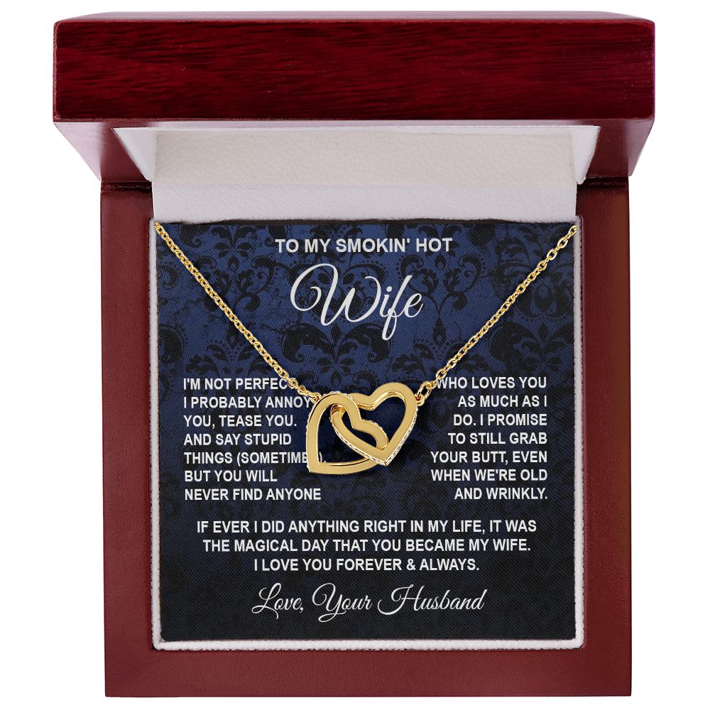 Wife Necklace Gifts from Husband, Wedding Gifts for Wife from Husband, Wife Valentine Gifts from Husband, To My Wife Necklace Message Card and Necklace Gifts Box Gift Box Styles on Birthday, Wedding, Anniversary, Valentine Interlocking Heart