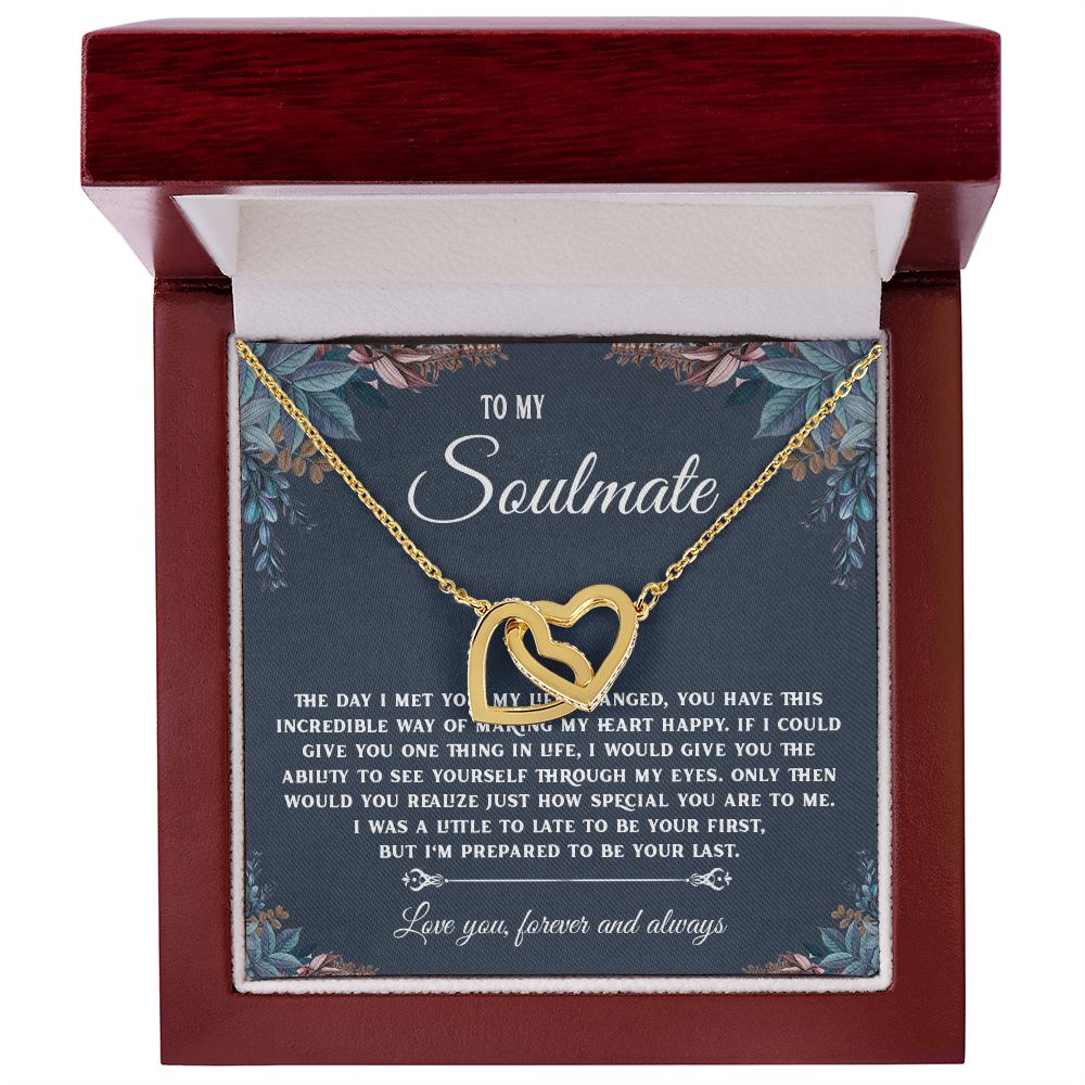 To My Soulmate Necklace Gift, Necklaces For Wife from Husband, Soulmate Necklace to My Beautiful Soulamte, Necklace For Soulmate with Message Card and Necklace Gift Box Gift Box Styles on Birthday, Christmas, Wedding, Anniversary, Valentine Interlocking H