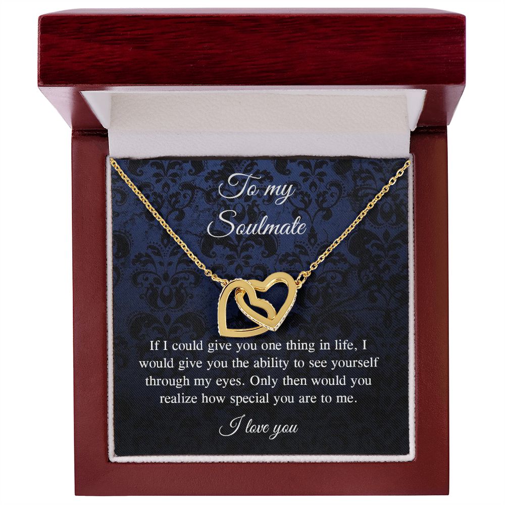 Couples Gifts Necklace To My Soulmate Necklace, Necklace Gifts For Wife From Husband Jewelry Romantic Gifts For My Wife Necklace Custom Name Message Card and Gift Box Styles on Birthday, Christmas, Wedding, Anniversary, Valentine Interlocking Heart