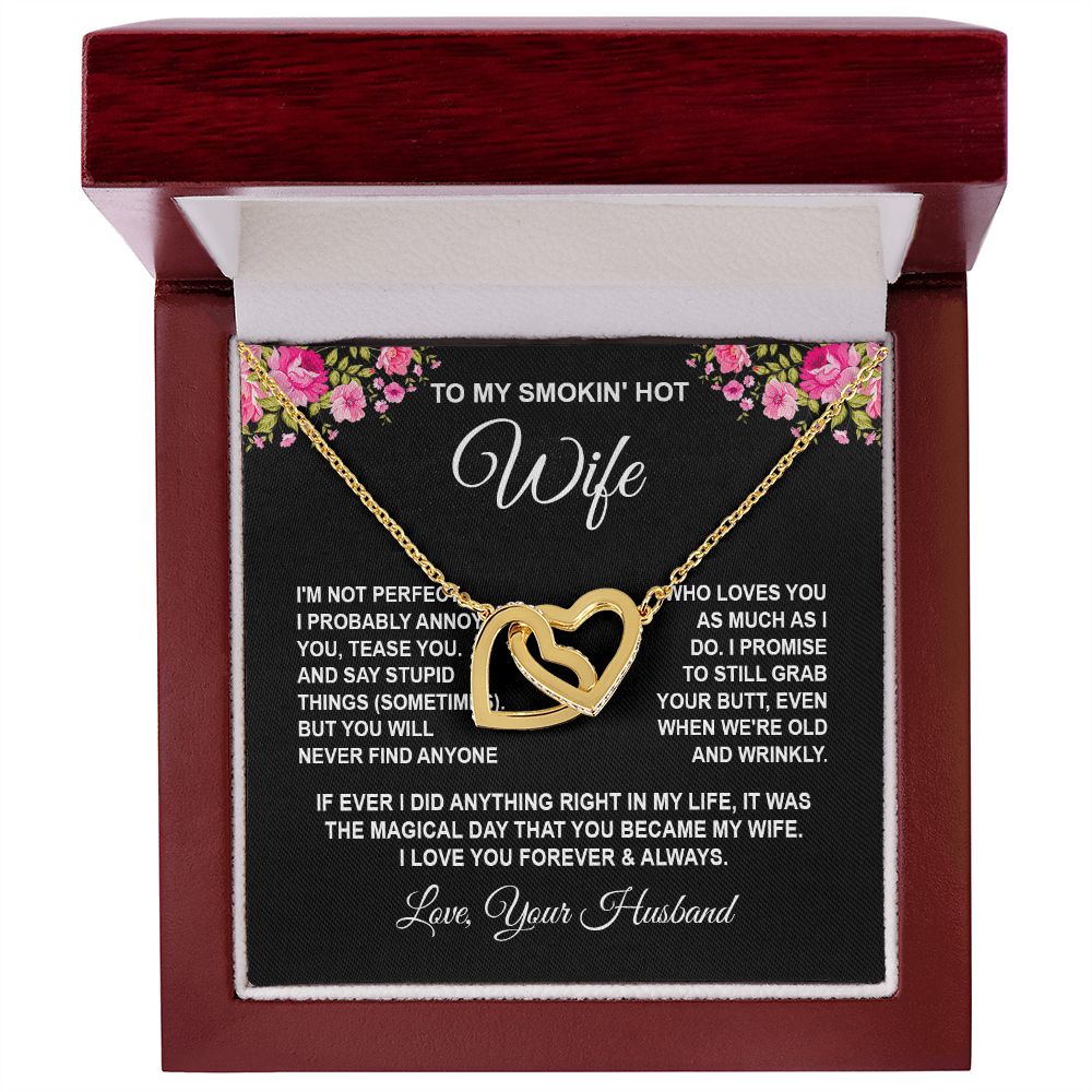 Wife Necklace Gifts from Husband, Wedding Gifts for Wife from Husband, Wife Birthday Gifts from Husband, To My Wife Necklace Message Card and Necklace Gifts Box Gift Box Styles on Birthday, Wedding, Anniversary, Valentine Interlocking Heart