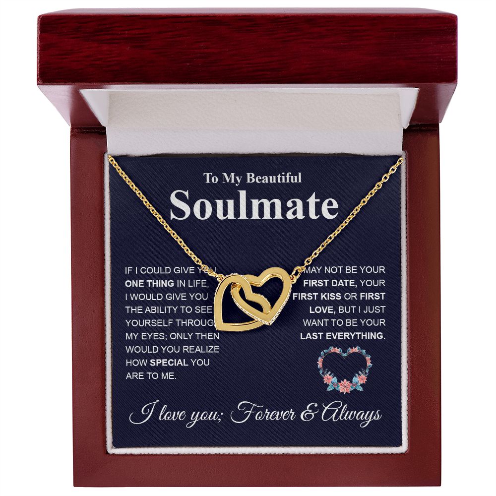 My Beautiful Soulmate Necklace My Last Everything, Promise Necklace For Her, Fiance Gifts For Her, Valentine Gifts For Future Wife With Message Card Box LED, Soulmate Necklace For Women, To My Wife Necklace copy Interlocking Heart