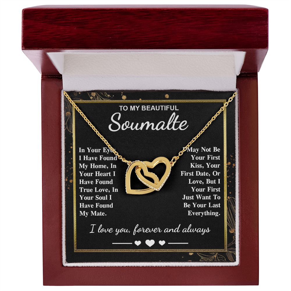 To My Beautiful Soulmate Necklace Gift, Soulmate for Wife Valentine Gifts from Husband, Wedding for Women, Soulmate Gifts, Message Card and Necklace Gifts Box Gift Box Styles on Birthday, Wedding, Anniversary, Valentine Interlocking Heart