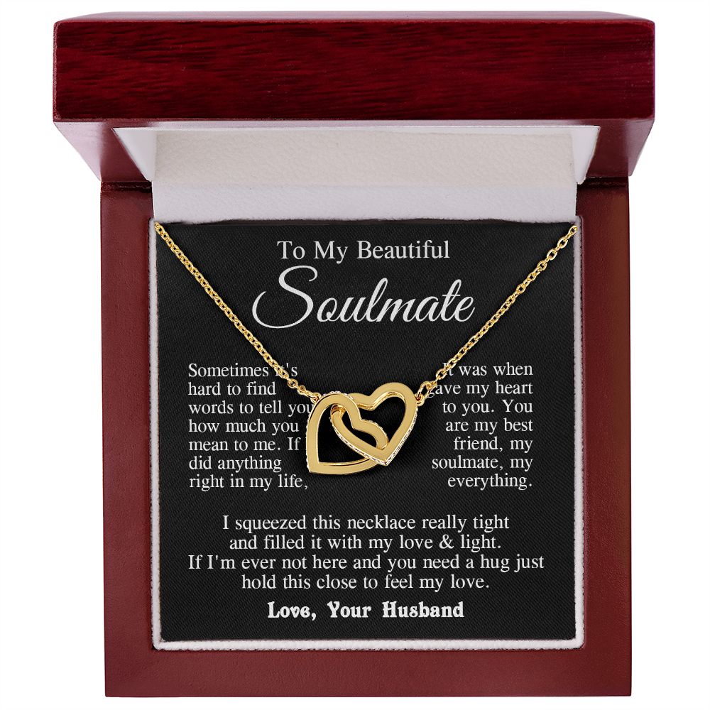 Soulmate Necklace from Husband, Wedding Anniversary Romantic Gifts for Wife from Husband to My Wife Necklaces for Wife Birthday Gifts, Wife Jewelry Necklace Message Card and Necklace Gift Box Gift Box Styles on Birthday, Wedding, Anniversary, Valentin Int