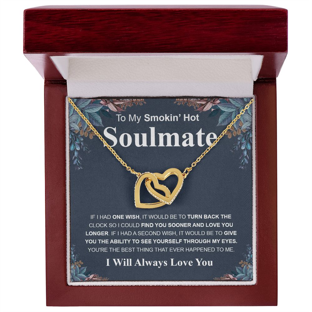Gifts For Soulmate Birthday Gifts From Husband Necklace Valentines Day, Necklace for Future Soulmate, Wedding Birthday Jewelry for Wife Necklace Gifts from Husband - Soulmate Gift Necklace with Message Card and Gift Box Interlocking Heart