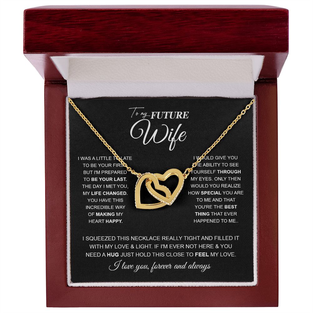 to My Future Wife Necklace Future Wife Gifts, Promise Necklace For Her, Fiance Gifts For Her, Wedding Valentine Gifts For Future Wife With Message Card Box LED, Soulmate Necklace For Women, To My Wife Necklace Interlocking Heart