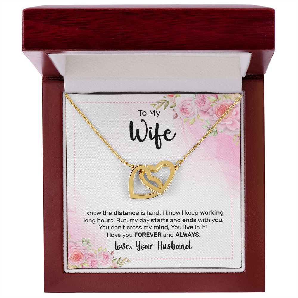 To My Wife Every Passing Second Gift Wife From Husband, Dear Wife, Jewelry For Women, Jewelry For Wife, Love Knot Meaningful Necklace Message Card and Gift Box Styles on Birthday, Christmas, Anniversary Interlocking Heart