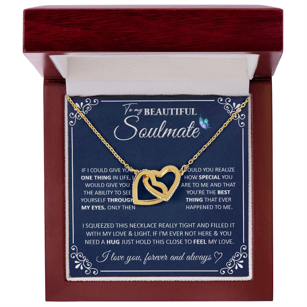 Couples Gifts, To My Beautiful Soulmate Necklace Gifts From Husband, Wedding Anniversary For Wife From Husband, To My Beautiful Wife Necklace, Necklace Custom Name Message Card and Gift Box Styles on Birthday, Christmas, Wedding, Anniversary Interlocking