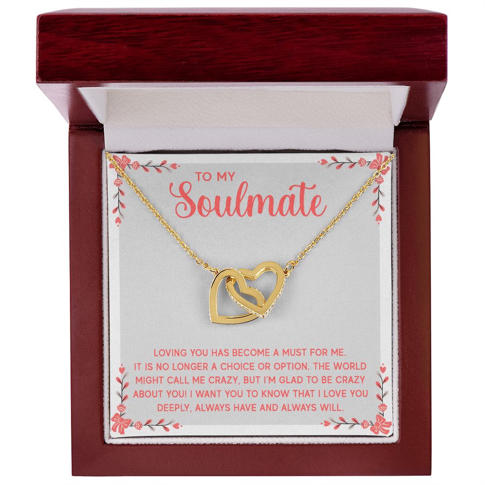 Couples Gifts, Soulmate Necklace Gifts From Husband, Wedding Anniversary Jewelry For Wife From Husband, Wife Birthday From Husband, To My Soulmate Message Card and Gift Box styles On Birthday, Christmas, Anniversary  Interlocking Heart
