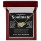 Soulmate Necklace Gift From Husband To My Badass Wife Pendant Valentines Day Anniversary Jewelry with Message Card and Gift Box. Gift for Wife. Necklace Gift Set for Wife Interlocking Heart