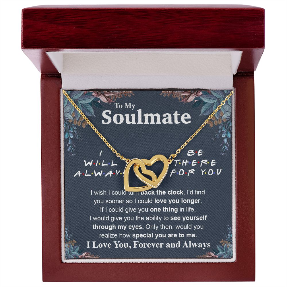 To My Soulmate Necklace To My Future Wife Necklace Gifts, Promise Necklace For Her, Fiance Gifts For Her, Anniversary Necklace Gifts For Soulmate From Husband With Message Card Box LED, Soulmate Necklace For Women, To My Wife Necklace Interlocking Heart