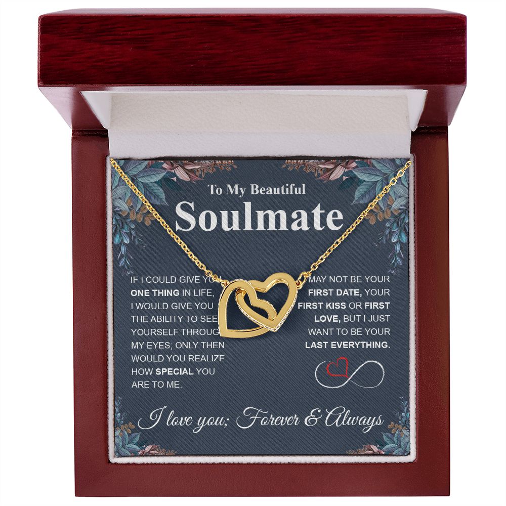 To My Beautiful Soulmate Necklace My Last Everything, Promise Necklace For Her, Fiance Gift For Her, Wedding Gifts For Future Wife With Message Card Box LED, Soulmate Necklace For Women, To My Wife Necklace Interlocking Heart