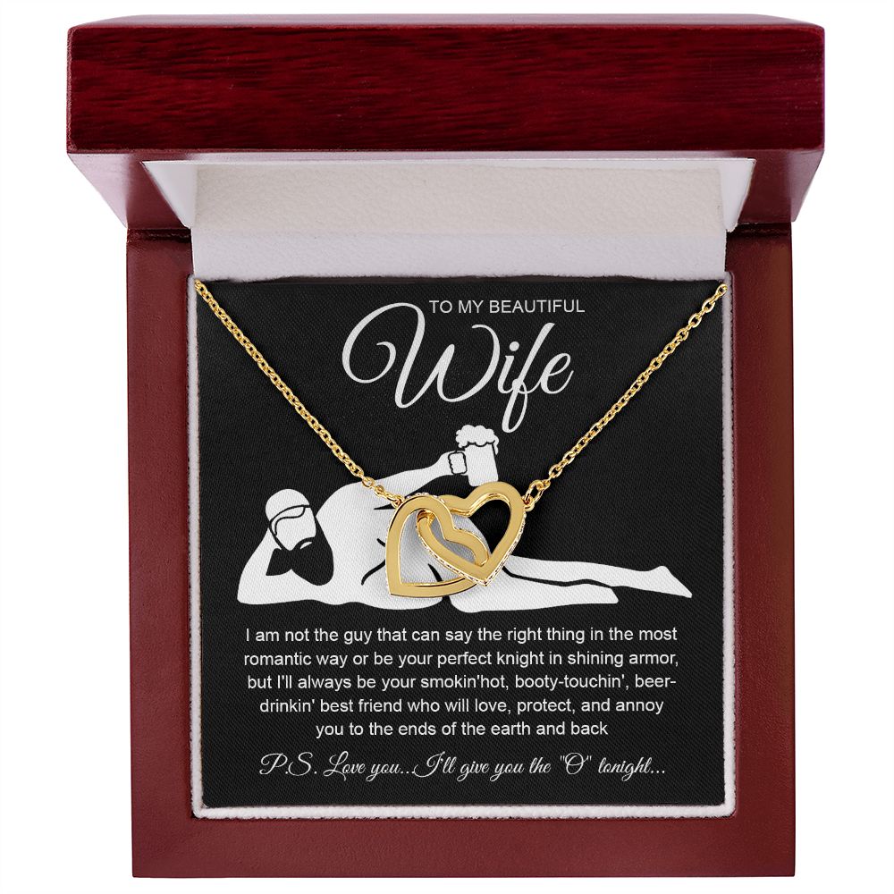 To My Beautiful Wife Necklace For Women, Funny Gifts For Girlfriend,Valentine Christmas Presents For Girlfriend, Best Birthday Meaningful Gift Ideas For Wife, Women Romantic Jewelry For Her Anniversary Message Card and Gift Box Styles Interlocking Heart