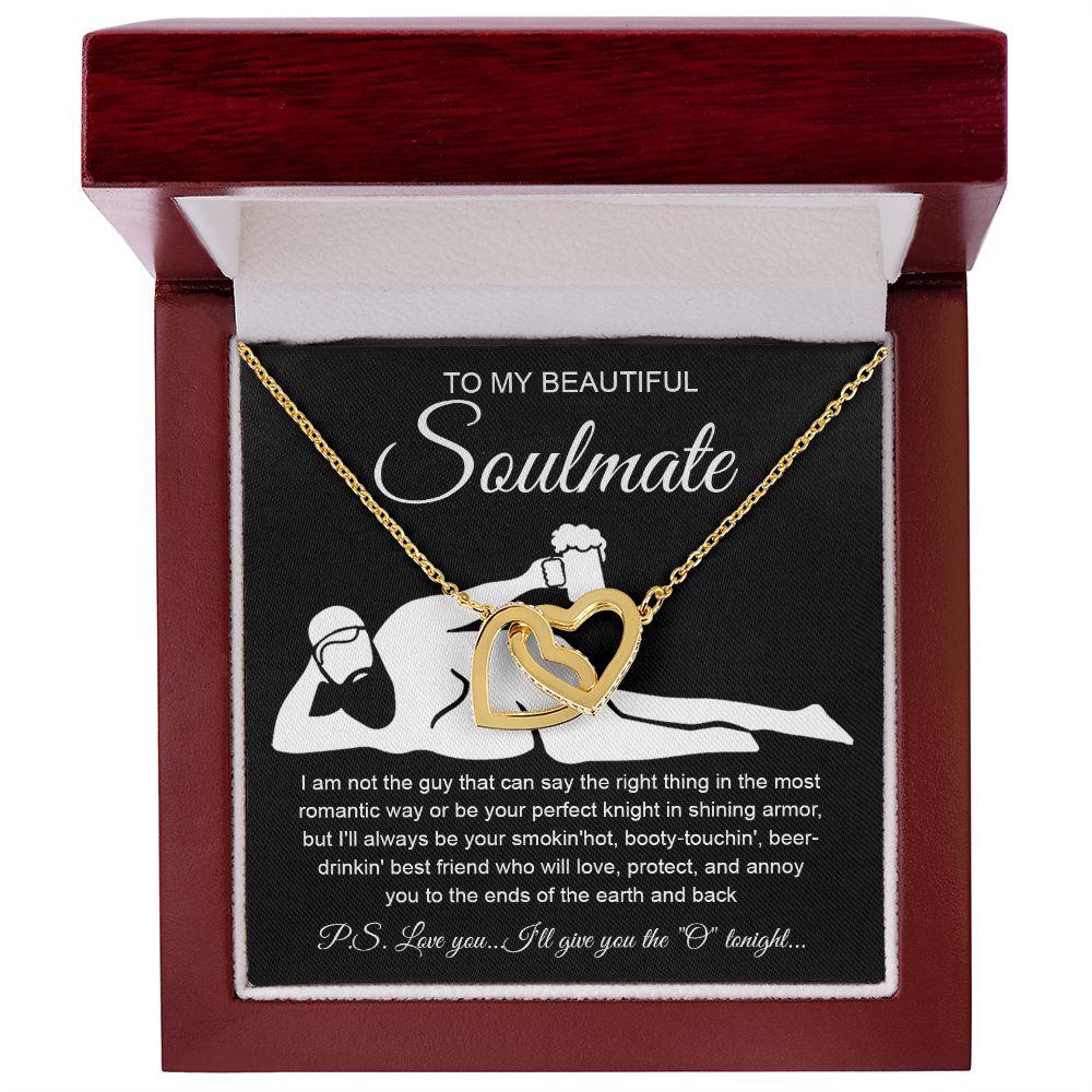 To My Beautiful Soulmate Necklace For Women, Funny Gifts For Girlfriend,Valentine Christmas Presents For Girlfriend, Best Birthday Meaningful Gift Ideas For Wife, Women Romantic Jewelry For Her Anniversary Message Card and Gift Box Styles Interlocking Hea