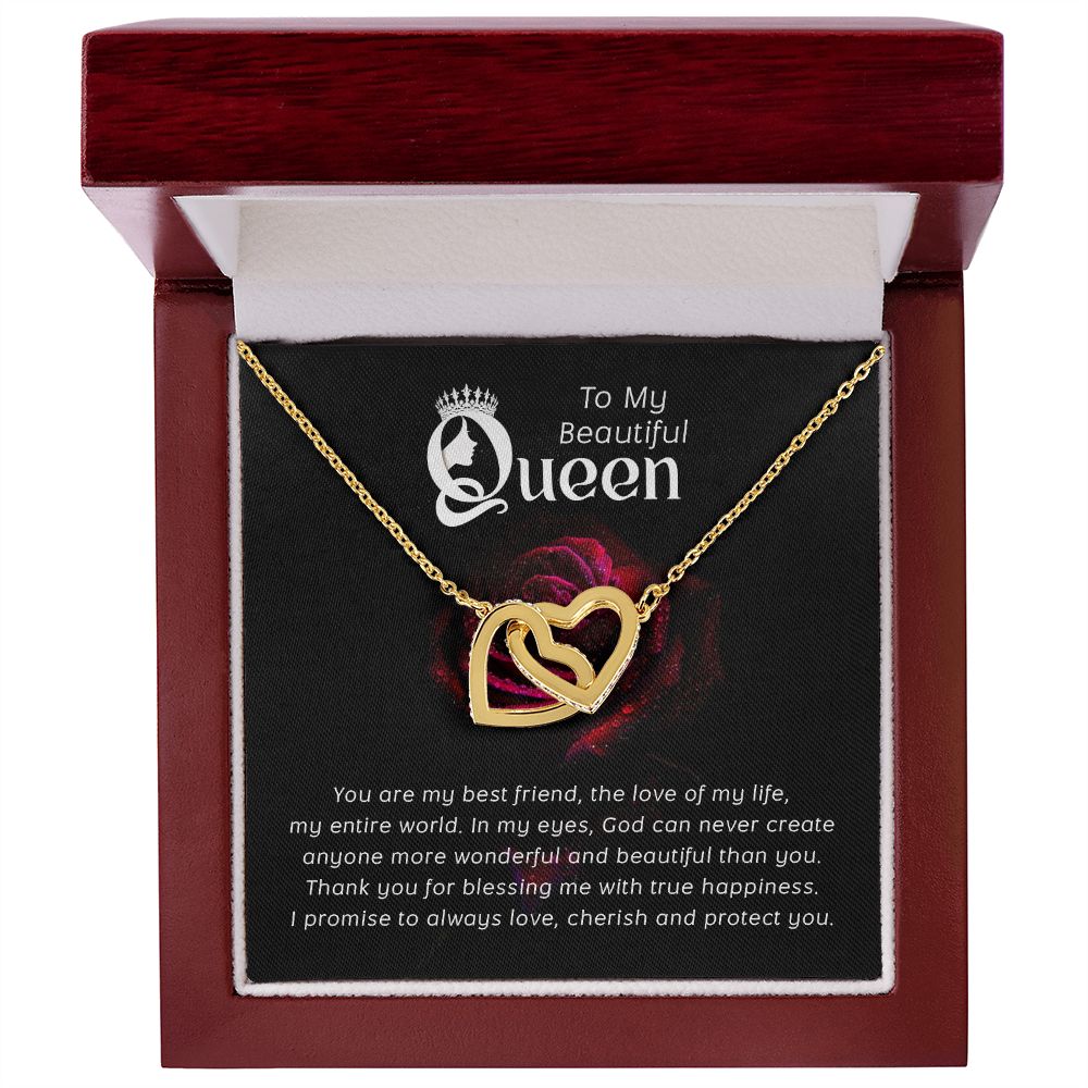 Couples Gifts, Beautiful Queen Necklace Gifts From Husband, Wedding Anniversary Jewelry For Wife From Husband, Wife Birthday From Husband, To My Soulmate Message Card and Gift Box styles On Birthday, Christmas, Anniversary  Interlocking Heart