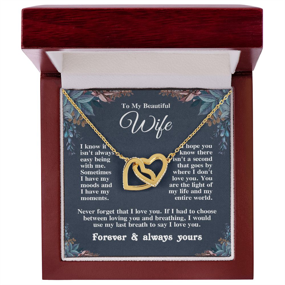 Valentine Gifts for Wife Necklace from Husband, Gifts for Wife from Husband, Birthday Gifts for Her Gifts Soulmate Message Card and Necklace Gift Box Gift Box Styles on Birthday, Wedding, Anniversary, Valentine Interlocking Heart