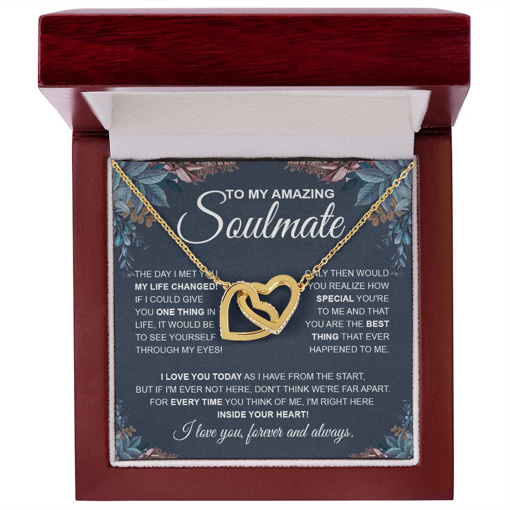 to My Soulmate Necklace, Soulmate Jewelry for Women, Wife Gifts from Husband, Wedding Necklace for Wife Soulmate Gifts Future Wife Necklace Message Card and Gift Box Styles on Birthday, Wedding, Anniversary, Valentine Interlocking Heart