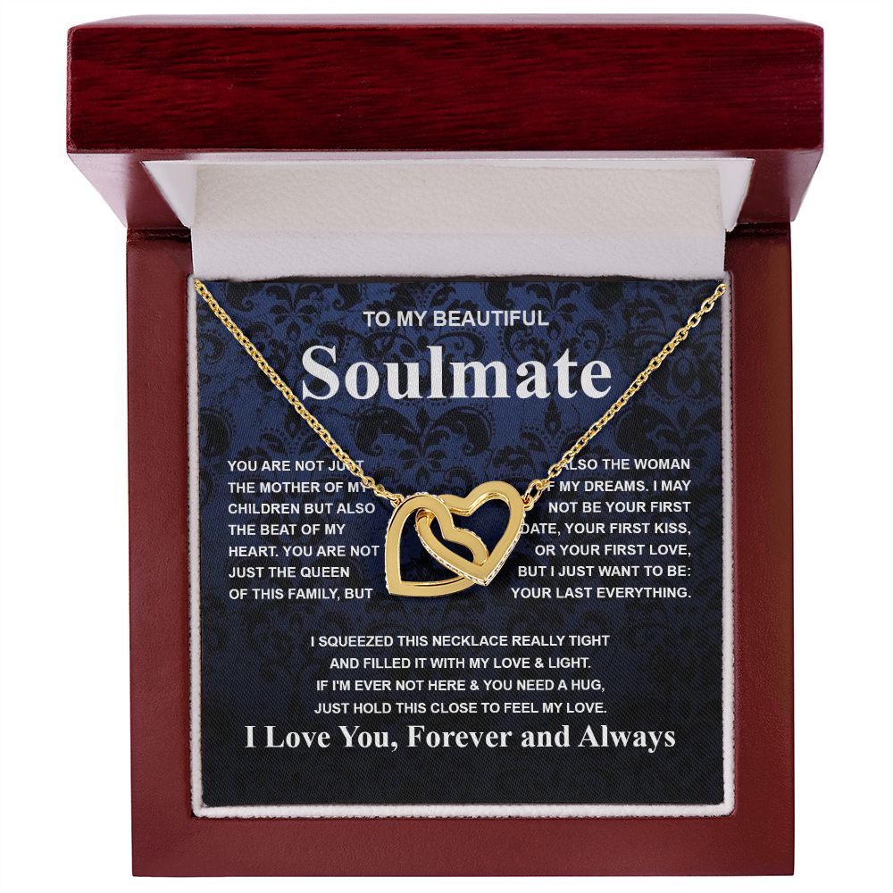 Gifts For Soulmate Birthday Gifts From Husband Necklace Valentines Days, Necklace for Future Soulmate, Wedding Necklace Jewelry for Wife Necklace Gifts from Husband - Soulmate Gift Necklace with Message Card and Gift Box Interlocking Heart