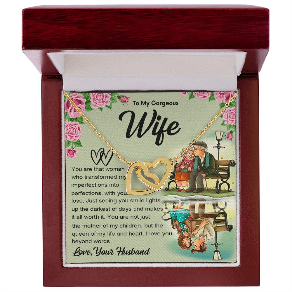 Couples Gifts Necklace To My Soulmate Necklace Gifts For My Wife with Future Wife Soulmate Girlfriend Necklaces Customer Name Message Card and Gift Box styles On Birthday, Christmas, Anniversary Interlocking Heart