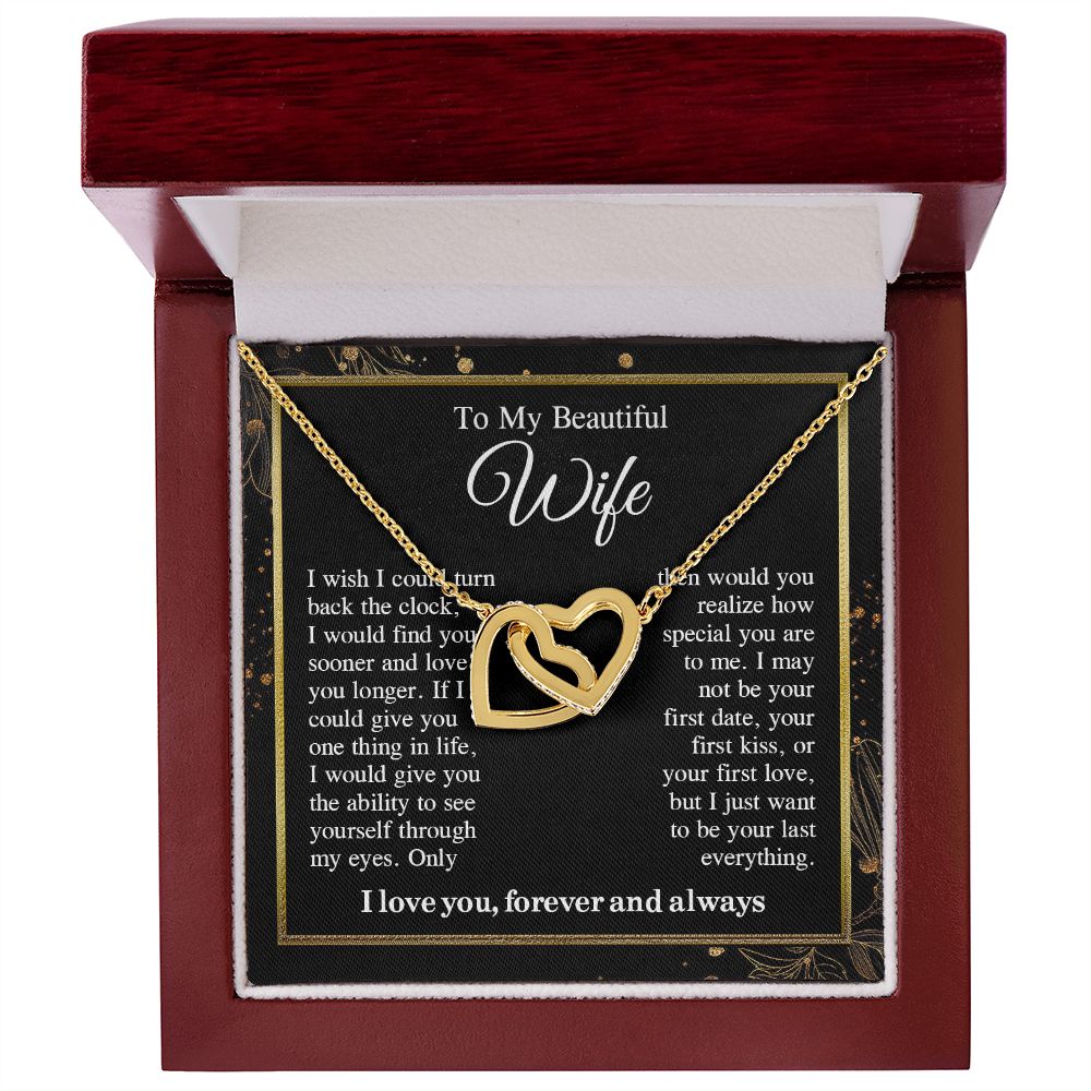 To My Beautiful Soulmate Necklace Gift For Her, Wife Gifts From Husband, Anniversary Gifts For Wife From Husband To My Wife Necklace Message Card and Necklace Gift Box Gift Box Styles on Birthday, Wedding, Anniversary, Valentine Interlocking Heart