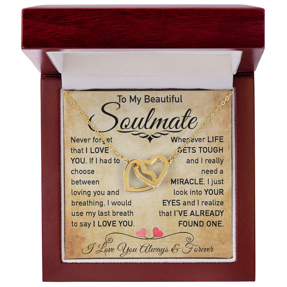 My Beautiful Soulmate Necklace Future Wife Gifts, Promise Necklace For Her, Fiance Gifts For Her, Valentine Gifts For Soulmate From Husband With Message Card Box LED, Soulmate Necklace For Women, To My Wife Necklace Interlocking Heart