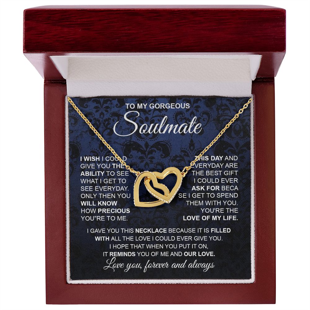 to My Soulmate Necklace from Husband, Necklaces for Wife from Husband, to My Soulmate Necklace for Women, Soulmate Jewelry for Wife Wedding Jewelry Gifts for Wife Birthday Gifts from Husband Interlocking Heart