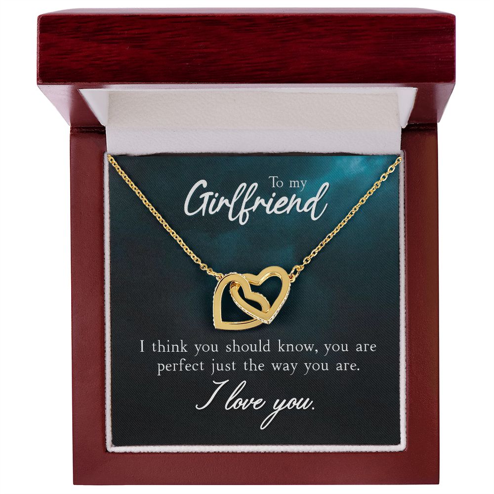 To My True Girlfriend Necklace, Brother to Sister, Birthday For Sister from Brother, I Love You, Love Knot Meaningful Necklace Message Card and Gift Box Styles on Birthday, Christmas, Anniversary Interlocking Heart
