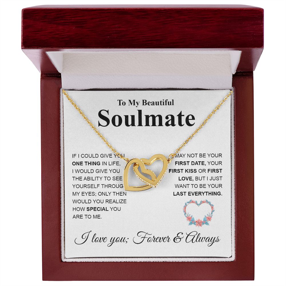 Beautiful Soulmate Necklace My Last Everything, Promise Necklace For Her, Fiance Gifts For Her, Valentine Gifts For Future Wife With Message Card Box LED, Soulmate Necklace For Women, To My Wife Necklace copy Interlocking Heart