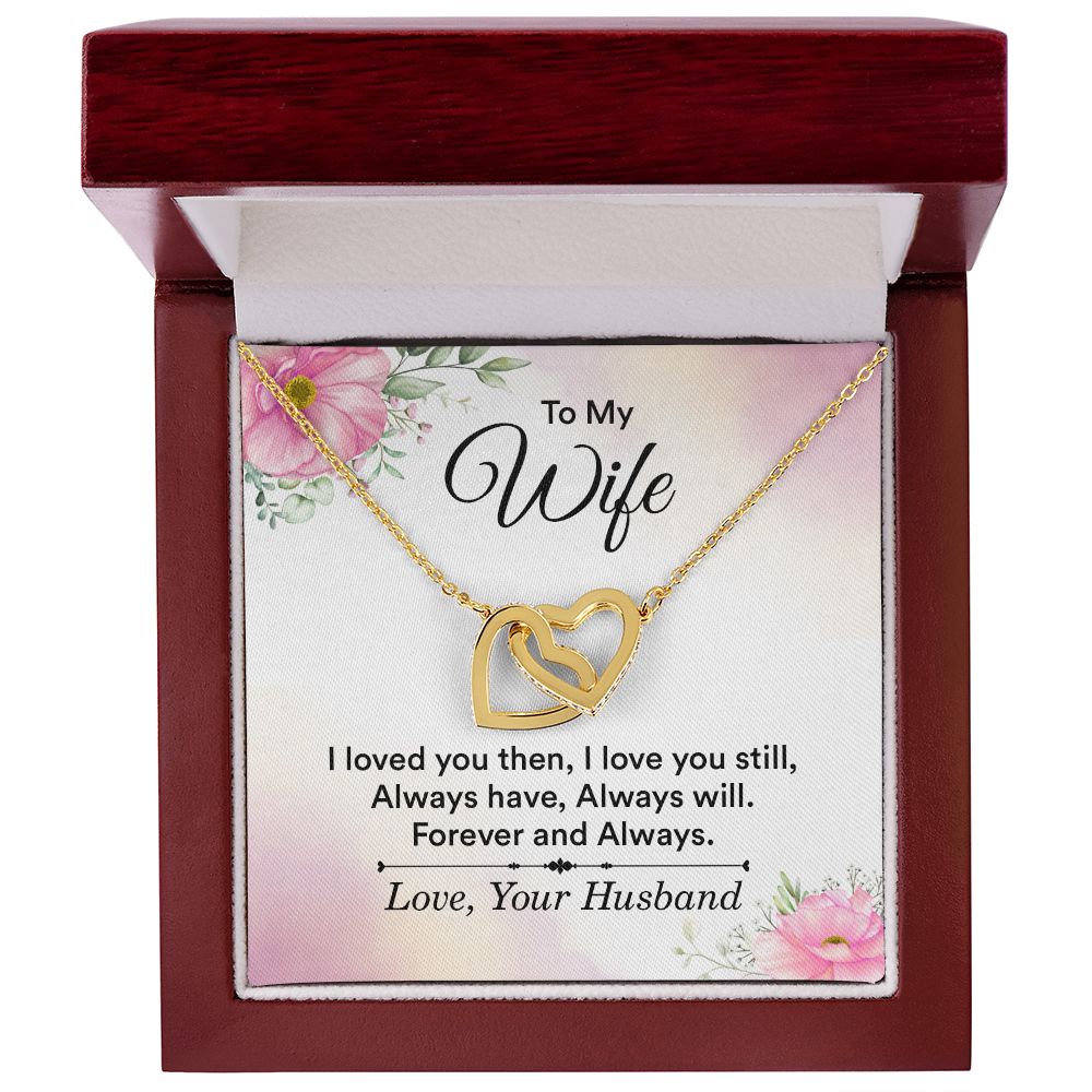To My Wife Necklace, Wife Necklace, Wife Gift, WIfe Gift From Husband, Happy Anniversary, Meaningful Necklace Message Card and Gift Box Styles on Birthday, Christmas, Anniversary Interlocking Heart