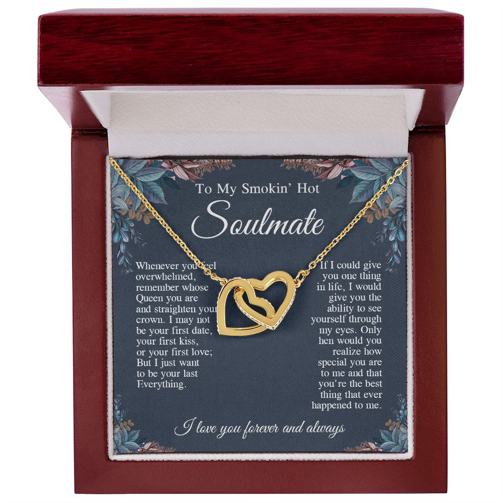 To My Smokin' Hot Soulmate Necklace, Valentine Anniversary Jewelry Gifts for Women, Anniversary Gifts For Wife From Husband To My Wife Necklace Message Card and Necklace Gift Box Gift Box Styles on Birthday, Wedding, Anniversary, Valentine Interlocking He