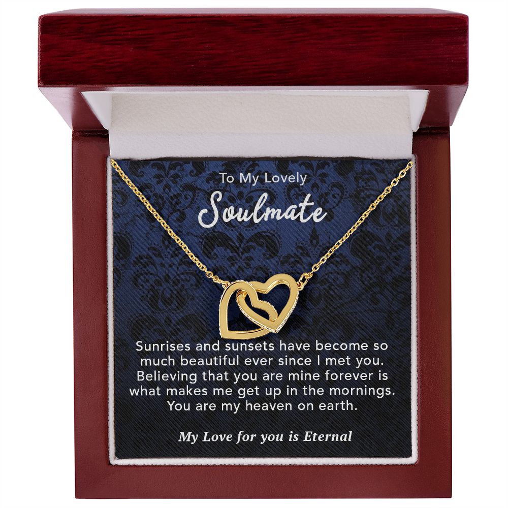 To My Lovely Soulmate Necklace Gift From Husband To My Badass Wife Pendant Wedding Jewelry with Message Card and Gift Box. Gift for Wife. Necklace Gift Set for Wife Necklace Gifts Box Gift Box Styles Interlocking Heart