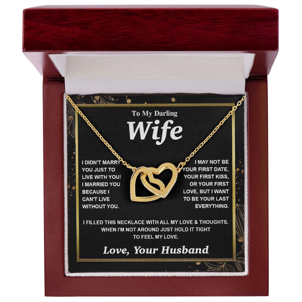 Valentine Gifts for Wife Necklace from Husband, Gifts for Wife from Husband, Wedding Gifts for Her Gifts Soulmate Message Card and Necklace Gift Box Gift Box Styles on Birthday, Wedding, Anniversary, Valentine Interlocking Heart