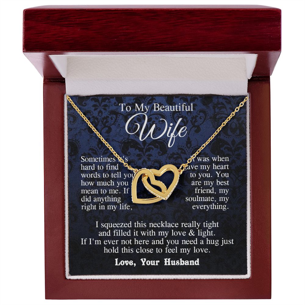 Wife Necklace from Husband, Anniversary Romantic Gift for Wife from Husband to My Wife Necklaces for Wife Birthday Gifts, Wife Jewelry Necklace Message Card and Necklace Gift Box Gift Box Styles on Birthday, Wedding, Anniversary, Valentine Interlocking He