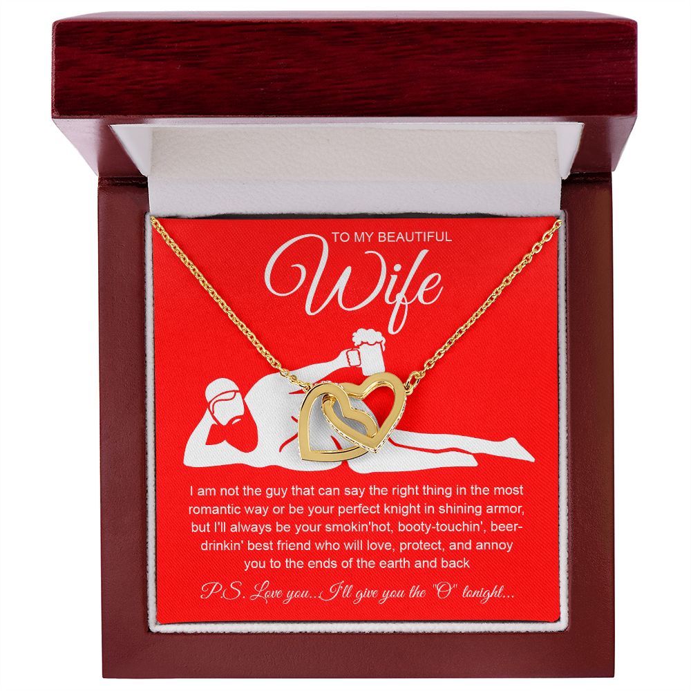 To My Beautiful Wife Necklace For Women, Funny Gifts For Girlfriend,Valentine Presents For Girlfriend, Best Birthday Meaningful Gift Ideas For Wife, Women Romantic Jewelry For Her Anniversary Message Card and Gift Box Styles Interlocking Heart
