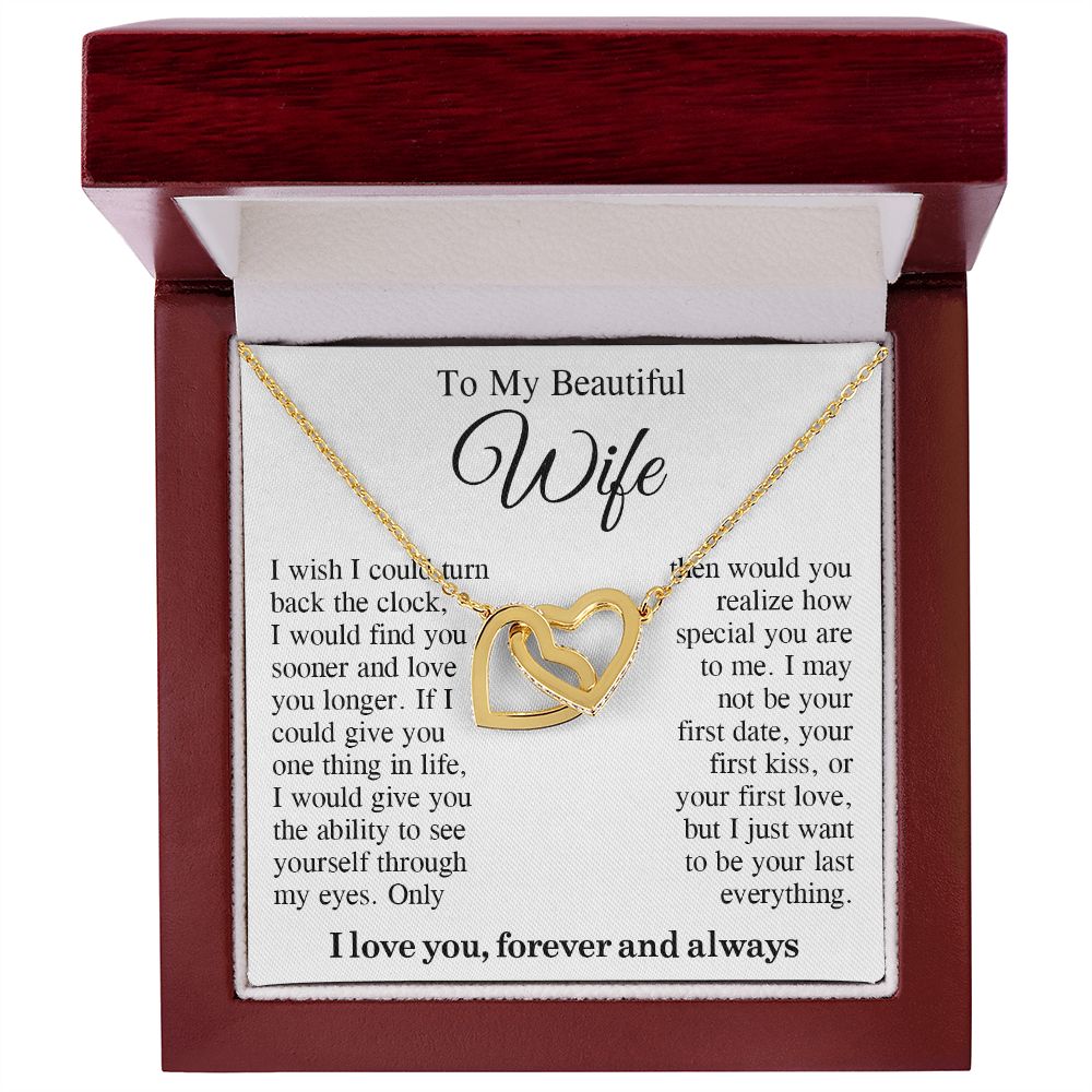 To My Beautiful Soulmate Necklace Gift, Wife Gifts From Husband, Valentine Gifts For Wife From Husband To My Soulmate Necklace Message Card and Necklace Gift Box Gift Box Styles on Birthday, Wedding, Anniversary, Valentine Interlocking Heart