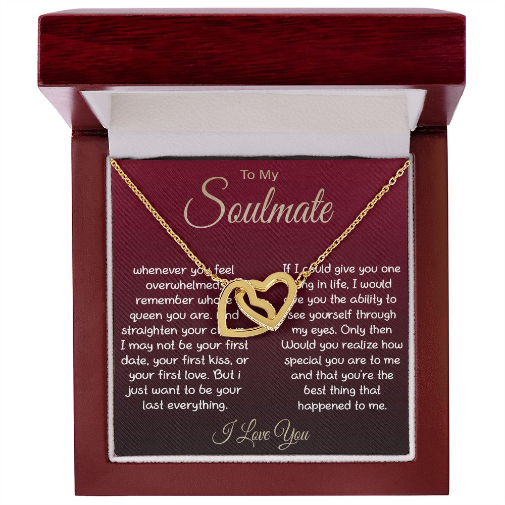 To My Soulmate Necklace For Women, Couple Gifts For Girlfriend, Valentine Christmas Presents For Girlfriend, Valentine Necklace Gifts For Wife, Women Romantic Jewelry For Her Vanlentine Day's Message Card and Gift Box Styles Interlocking Heart